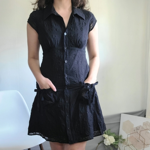 Dkny Dresses & Skirts - 💛DKNY Jeans Black Button Up Dress, L
